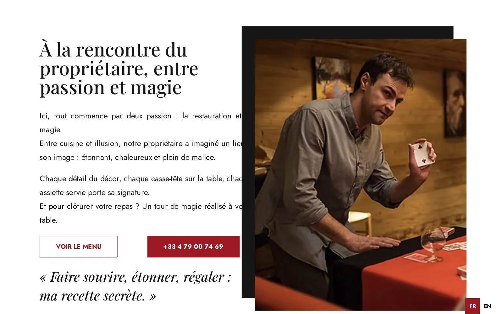 Section « À la rencontre du propriétaire, entre passion et magie » du site Le Close-Up.